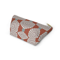 Lace Hexagon Accessory Pouch w T-bottom in Orange
